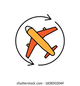 flight, trip, airplane line colored icon. elements of airport, travel illustration icons. signs, symbols can be used for web, logo, mobile app, UI, UX