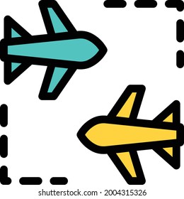 icono de línea de color del vector de vuelo