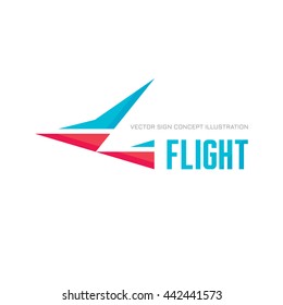 Flight - vector concept illustration. Abstract bird logo template. Stylized wing creative sign. Geometric arrow shapes design elements. 