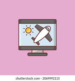 ilustración del vector de vuelo en un fondo transparente. Símbolos de calidad premium. Icono de color plano de línea vectorial para el concepto y el diseño gráfico.
