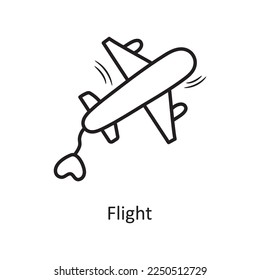 Flight vector outline hand draw Icon design illustration. Valentine Symbol on White background EPS 10 File
