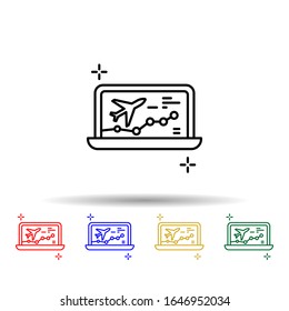 Flight, web, laptop multi color style icon. Simple thin line, outline vector of Airport icons for ui and ux, website or mobile application