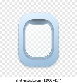 Flight window. Plane porthole isolated on transparent background. Vector illustration. 