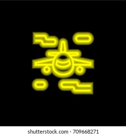 Flight yellow glowing neon ui ux icon. Glowing sign logo vector