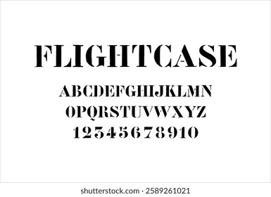 Flightcase font for logo and headline. Isolated vector typeset