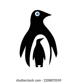 Flightless penguin bird icon | Black Vector illustration |