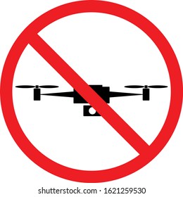 Flights with drone prohibited. No drone zone sign. No drones icon vector. 