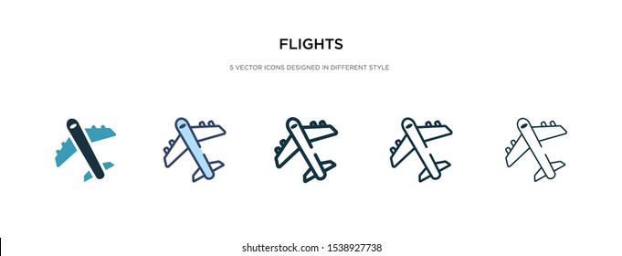 flights icon in different style vector illustration. two colored and black flights vector icons designed in filled, outline, line and stroke style can be used for web, mobile, ui