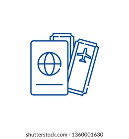 Flights line icon concept. Flights flat  vector symbol, sign, outline illustration.