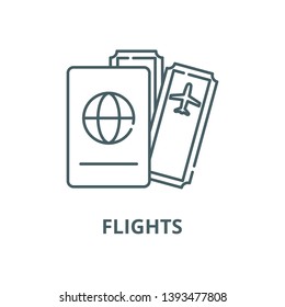 Flights vector line icon, linear concept, outline sign, symbol