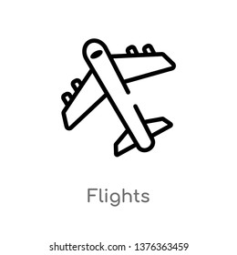 flights vector line icon. Simple element illustration. flights outline icon from transport concept. Can be used for web and mobile
