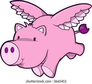 Fling Pig Vector Illustration