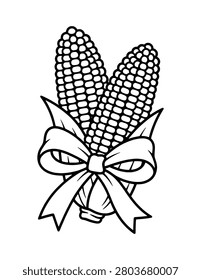 Flint Corn Harvest Coloring Page – Printable Black and White Outline Educational Worksheet for Kids