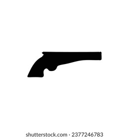 Icono de la pistola de bloqueo del forro. Sencillo símbolo de fondo de afiches de época del renacimiento. Elemento de diseño del logotipo de la marca de la pistola de bloqueo de la línea. Impresión de camisetas con pistolas de bloqueo de fieltro. Vector para pegatinas.