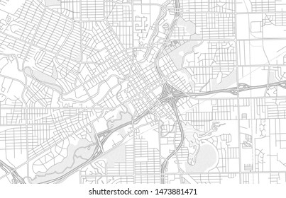 Flint, Michigan, USA, bright outlined vector map with bigger and minor roads and steets created for infographic backgrounds.