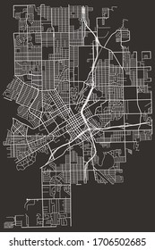 Flint, Michigan, USA Map Of Roads And Streets Network