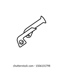 Flintlock pistol, pirate icon. Element of pirate thin line icon