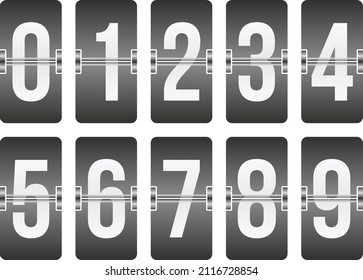 Flip black scoreboard number. Vector illustration