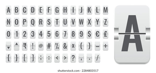 Flip board or display scoreboard alphabet, numeric and stock currency exchange symbol set