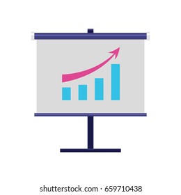 Flip board flat icon. Standing with progress chart, growing business success, good project result display, vector flat style cartoon illustration isolated on white background