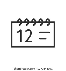 Flip Calendar. linear icon. Line with editable stroke