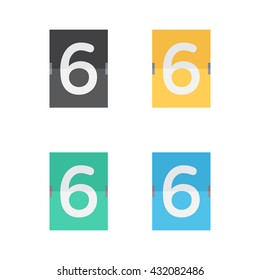 Flip calendar. scoreboard numbers 6.