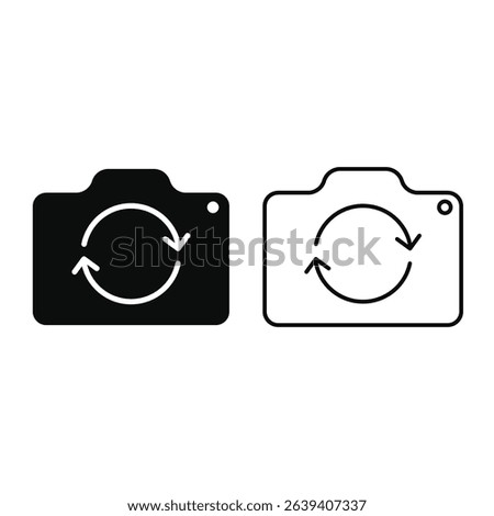 Flip camera icon and symbol design on a white background