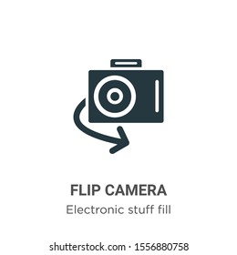 Flip camera vector icon on white background. Flat vector flip camera icon symbol sign from modern electronic stuff fill collection for mobile concept and web apps design.