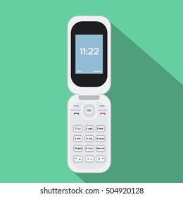 Flip cell phone. Vector illustration of the mobile device. 