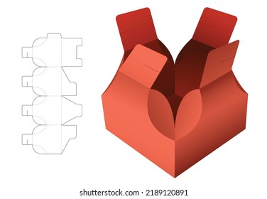 Flip chamfered packaging box die cut template and 3D mockup