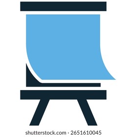 Flip chart board icon vector for presentations, brainstorming, or teaching. Ideal for meeting rooms, educational settings, or workshops needing a visual aid symbol.