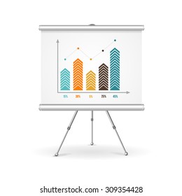 Flip chart business concept. Demonstration of the results. Vector illustration