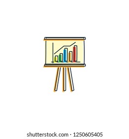 Flip chart contains diagram template clip art. Business concept icon design. Vector illustration