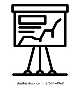Flip chart and graph icon. Outline flip chart and graph vector icon for web design isolated on white background