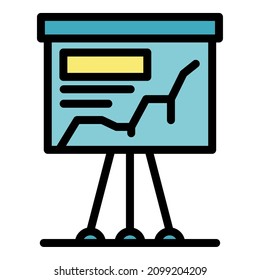 Flip chart and graph icon. Outline flip chart and graph vector icon color flat isolated