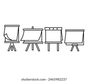 flip chart icons vector design simple line black white symbol template collections sets isolated