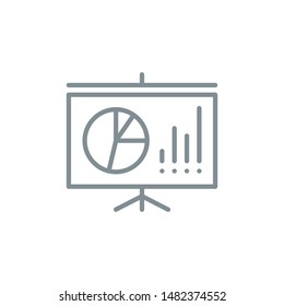 flip chart infographics outline flat icon. Single high quality outline logo symbol for web design or mobile app. Thin line data Marker board logo. gray icon pictogram isolated on white