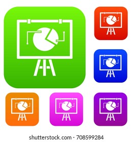 Flip chart with statistics set icon in different colors isolated vector illustration. Premium collection