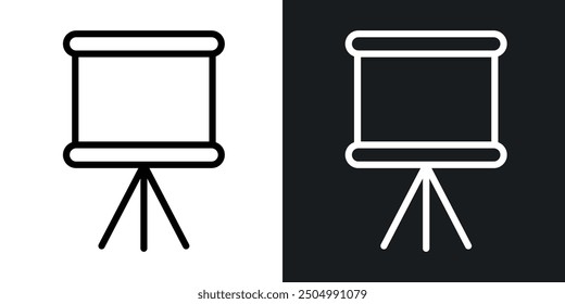 Flip chart vector icon set black and white filled and outlined style.