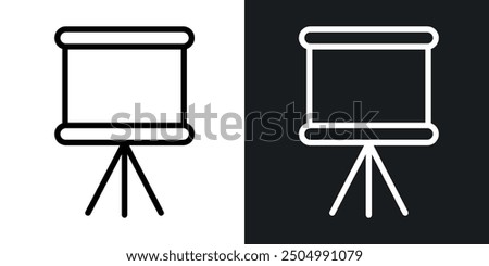 Flip chart vector icon set black and white filled and outlined style.