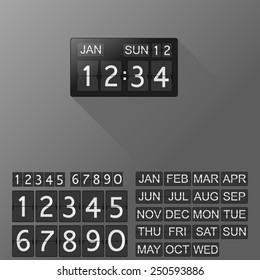 Flip Clock And Calendar With Separate Digits And Months