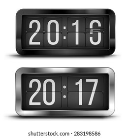Flip clock as counter for 2015-2016-2017 new year countdown. Vector illustration