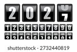 Flip Clock Number Set with Mechanical Split Flap Digits, Retro Counter, Timer and Countdown Display for Calendar, Clock and Scoreboard Vector Illustration