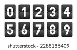 Flip clock numbers. Numbers in flip clock and countdown counter style. Flip score scoreboard template. Vector