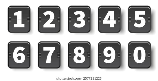 Flip clock numbers element collection on a white background