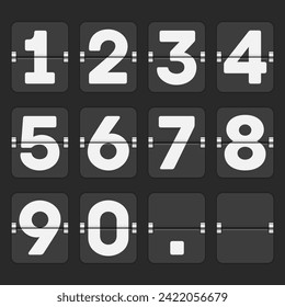 Girar los números del reloj. 0 - 9 Números en reloj de giro y estilo de contador de cuenta regresiva. Plantilla de panel de mandos mecánicos o de bloques.