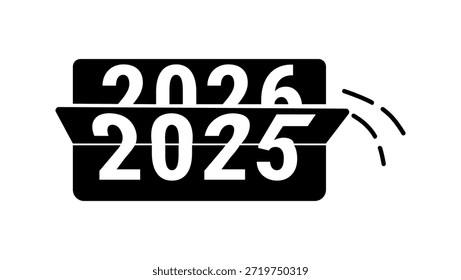 Eine Flipchart, die den Übergang von 2025 zu 2026 anzeigt