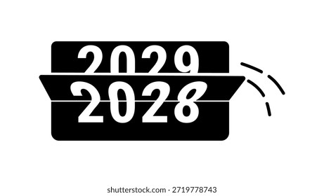 Eine Flipchart, die den Übergang von 2028 zu 2029 anzeigt