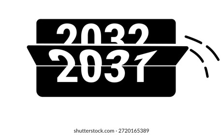 Um flip clock mostrando a transição de 2031 para 2032