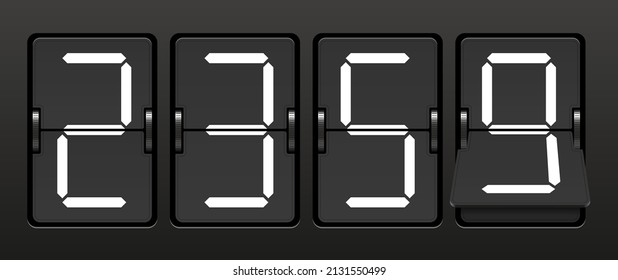 Flip clock vector illustration isolated on dark background